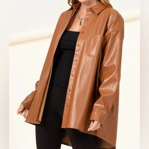 Women's Brown Faux Leather Jacket